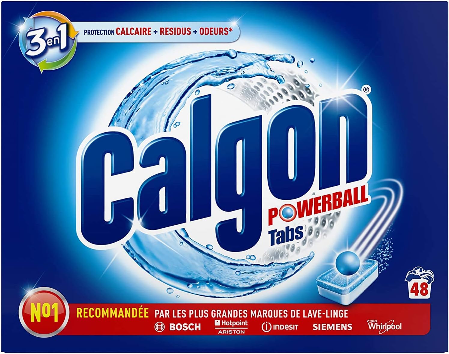 Calgon Anti-Limescale 4 in 1 Tablet, Protects and Keeps Your Washing Machine Clean - Pack of 48 Tablets, Other, 1 count (Pack of 48)