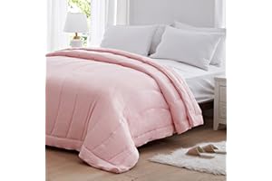 NexHome Comforter Duvet Insert - Quilted Comforters Queen Size, All Season Duvet, Down Alternative Bedding Comforter with Corner Tabs (Pink,Queen 88"x88")