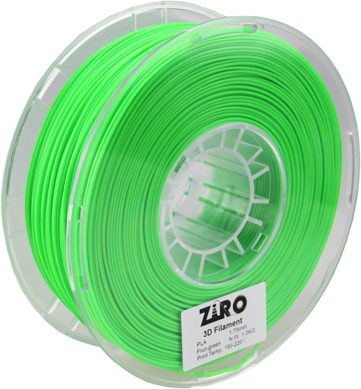 ZIRO 3D Printer Filament PLA PRO Fluorescence Series 1.75mm 1KG(2.2lbs), Dimensional Accuracy +/- 0.05mm,Fluo green