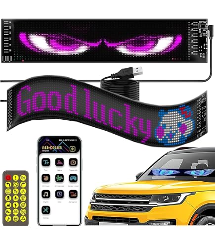 thumbnail interactive-video image 1 of Devil Led Eyes For Windshield, DIY Car Dynamic Led Smart Colorful Eye Lamp Soft Screen, Colorful Eye Lamp Soft Screen For Car Windows(1 Pack,C 37.4 * 9.2cm 1 of 1