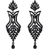 EVER FAITH Women's Rhinestone Crystal Art Deco 1920s Wedding Vase Flower Leaf Teardrop Earrings