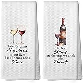 Mcehtle Wine Friend Gift Kitchen Towels Set of 2, Champagne Lover Wine Lovers for Women, Friendship Gifts for Bathroom Kitchen, Champagne Bar Decorative Tea Towels Dish Towels 16x24 Inch