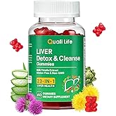 QualiLife Liver Cleanse Detox & Repair Gummies - 2000mg Milk Thistle Liver Detox Supplement, Liver Support Supplement with Dandelion Root - Mixed Fruit Flavor, 60 Gummies