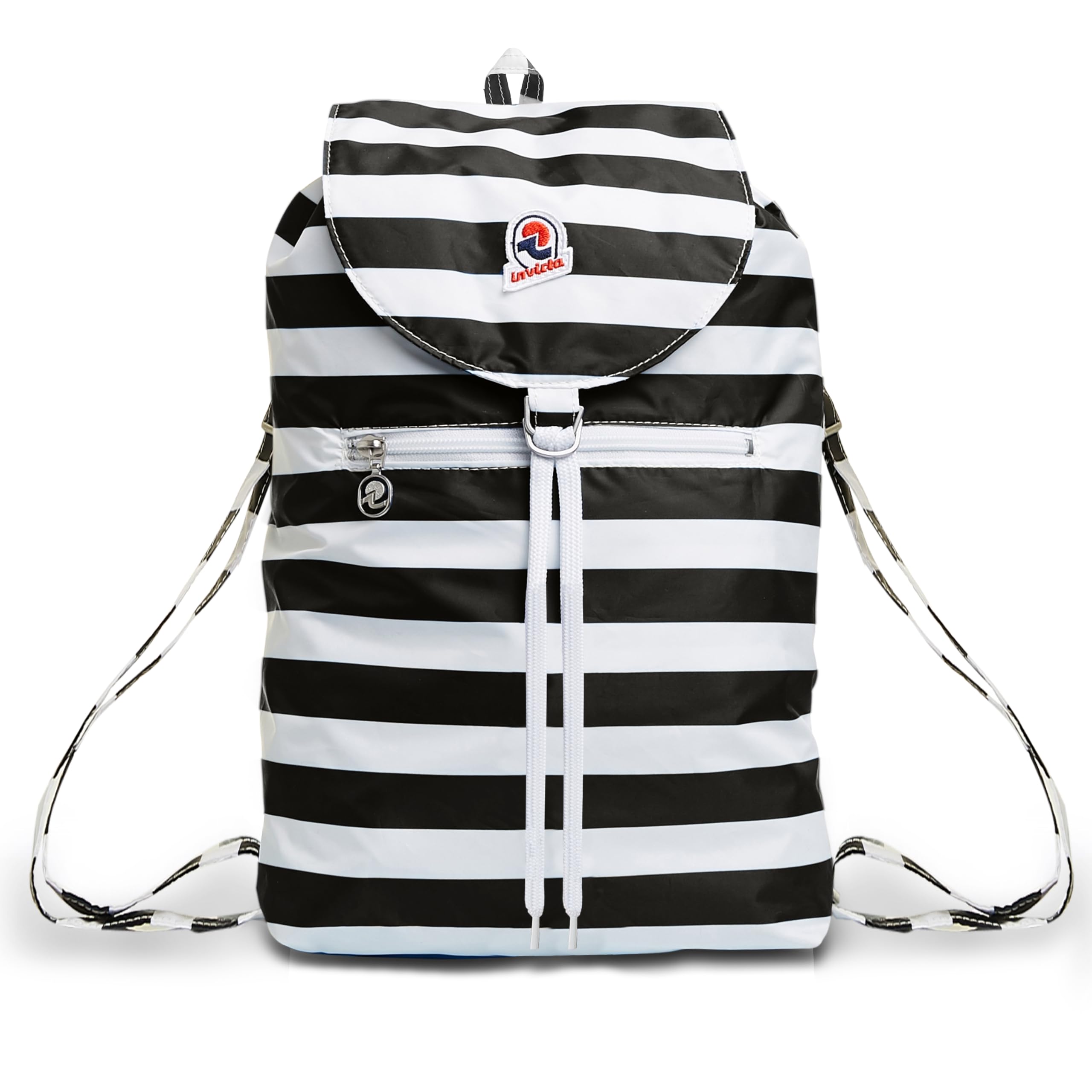 Invicta Backpack, VINTAGE NEXT; Minisac Drawstring Backpack, Casual Daypack, Unisex, One Size 8 LT, For Day Trips & Free Time, with Hip-Belt, packable, Italian Design, bicolor black/white