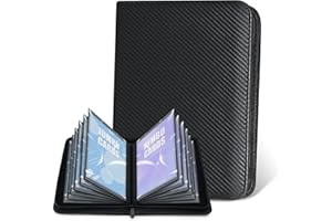 Jumbo Card Binder for PKM– WITHYU PU Leather Ringless Card Collection Binder with 60 Pockets, 5.9'' x 8.4''Card Holders Storage Album for Game Card (Carbon Black)