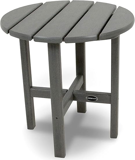 Amazon Com Small Patio Side Table Round End Grey Wooden Water