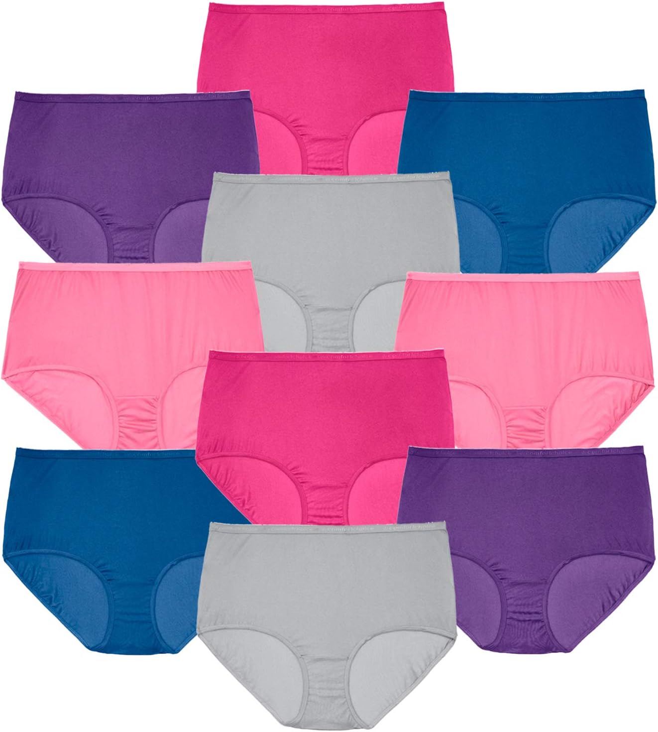 Women's Plus Size 10-Pack Pure Cotton Full-Cut Brief Underwear