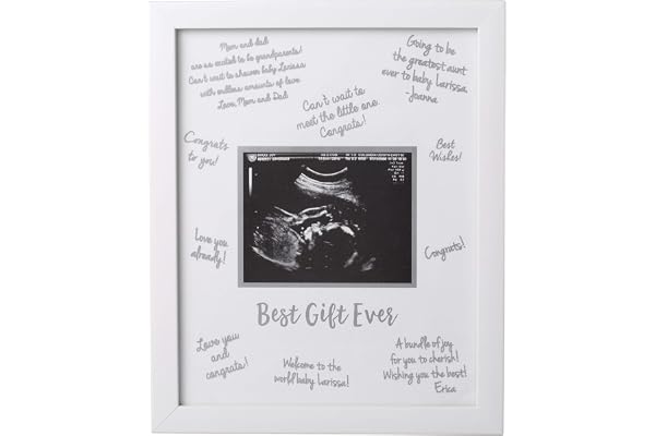 Tiny Ideas Sonogram Signature Frame Guest Book, Perfect for any Baby Registry, Marker Included For Guests to Leave Well-Wishe