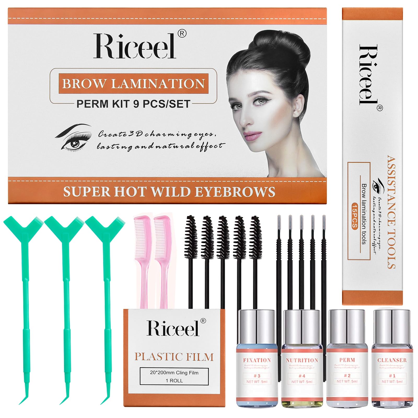 Eyebrow Lamination Kit,Professional Brow Lift Kit Premium Eyebrow Lift Kit Trendy Fuller Brow Look Semi-Permanent Tinting Make Brow Lifted Suitable Result Lasts 6 Weeks For Home Salon Makeup Use