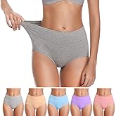 ASIMOON Womens Cotton Underwear Breathable Stretch Postpartum Panties Full Coverage Ladies Briefs Multipack