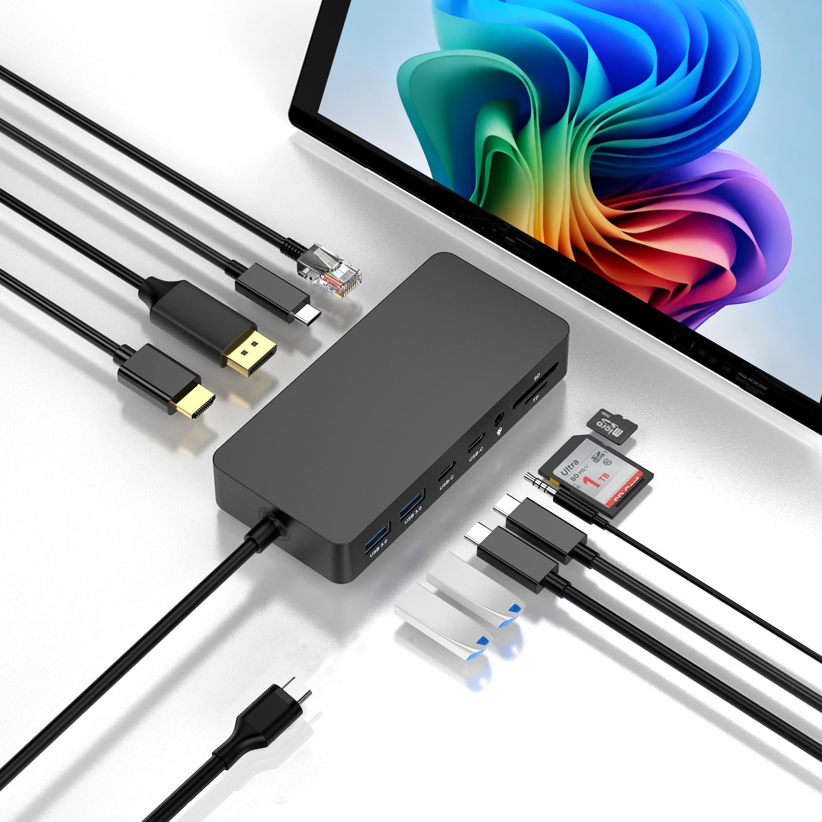 Photo 1 of New Surface Thunderbolt 4 Dock Triple Displays 4K@60Hz HDMI+USB C+DP Compatible Surface Pro 12/11/10/9/8/X/7+/7, Surface Laptop 7/6/5/4/3, Surface Go 4/3/2/1, Surface Laptop Go 3/2/1, Surface Book 3/2