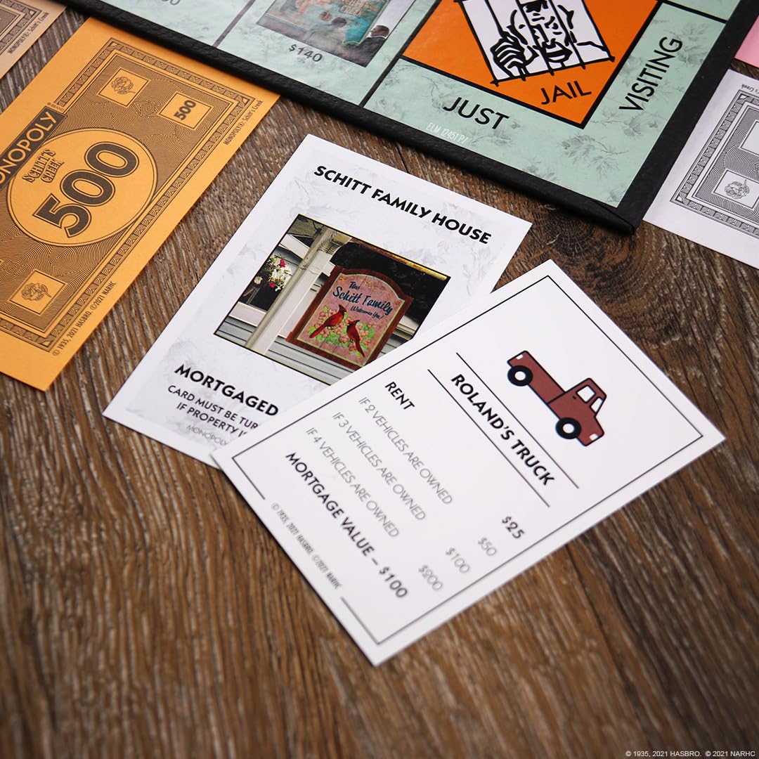 Monopoly Schitt's Creek | Game Tokens Include Bebe Crow, Patrick's Guitar, Rosebud Motel Key & More | Officially Licensed and Collectible Monopoly Game Based on Award Winning Series Schitt's Creek