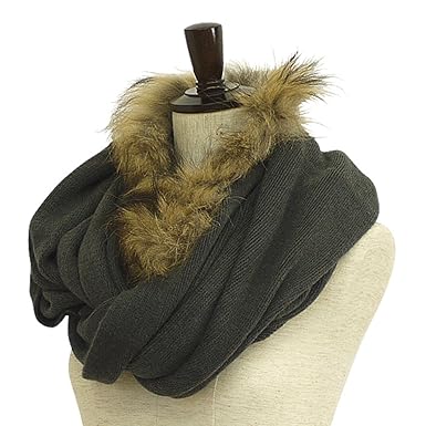 Amazon 2wayラクーンファー付きbigニットスヌード マフラーストール