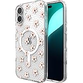 ZAGG Milan Snap Case for iPhone 16 Plus - Floral Design on Clear Base, MagSafe Compatible, 13ft Drop Protection, Eco-Friendly Materials, Graphene Reinforced for Extra Durability, Pink Daisies