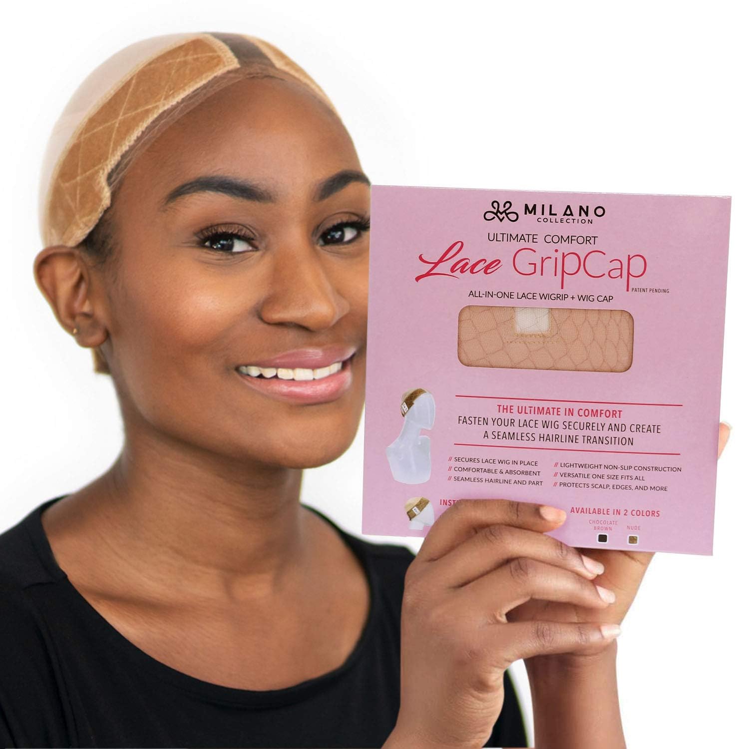 Photo 1 of MILANO COLLECTION Lace Wig Grip Cap for Women, Adjustable Wig Caps for Women Non Slip with Headband to Secure Lace Top Perfectly in Place, One Size Fits All, Nude