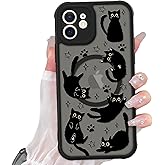 Heaofei Cute Magnetic Case for iPhone 12 Case [ Compatible with MagSafe ] with Black Cat Cats Pattern Design for Women Girls Boys, Soft Bumper Hard Back Kawaii Animal Protective Phone Cover