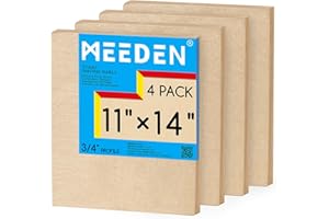 MEEDEN Unfinished Wood Canvas Board: 3/4” Deep 11x14” Wooden Canvas Panel Pack of 4 - Blank Cradled Wood Art Board for Painti