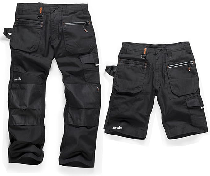 Scruffs Ripstop Trouser and Shorts Pack Trade Work Trousers with Multiple & Knee Pad Pockets