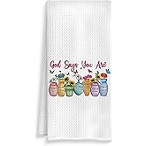 ROXMART Christian Butterfly Floral Kitchen Towels, God Says You are Bible Verse Dish Tea Towels, Christian Gifts for Women Faith Decorative Hand Towel for Bathroom Kitchen, 16x24 Inch
