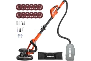 FOINCEF 950W 8-Amp Drywall Sander with Vacuum Attachment, Lijadora para Drywall, 7 Variable Speed with Vacuum Dust Collector, Lightweight Dustless with 360° Light for Ceilng Floor Plastered Popcorn