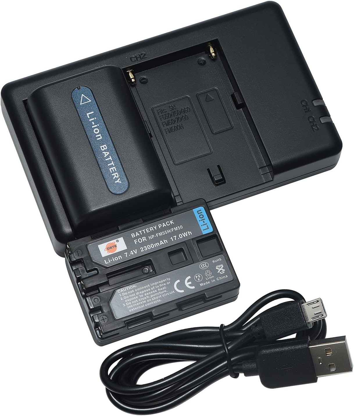 2x NP-F750 Akku + Ladegerät Für Sony Kameras - 5000mAh, USB Ladefunktion