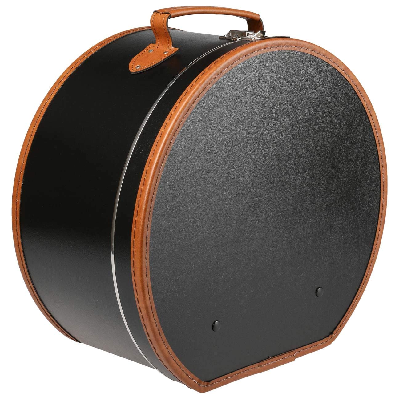 Lierys Large Round Hat Box Black | Approx. 40 x 21 cm | Made of Imitation Leather | for Storage with Carrying Handle and Lock | Case for Hats | Good Decoration for The Home