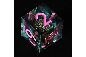 FateStone DND dice Set Resin Liquid core Sharp Edge Dungeons and Dragons Polyhedral D&D Dice Role Playing Game D and D Dice Set with Gift Box D20 D12 D10 D8 D6 D4 (Golden-Pink)