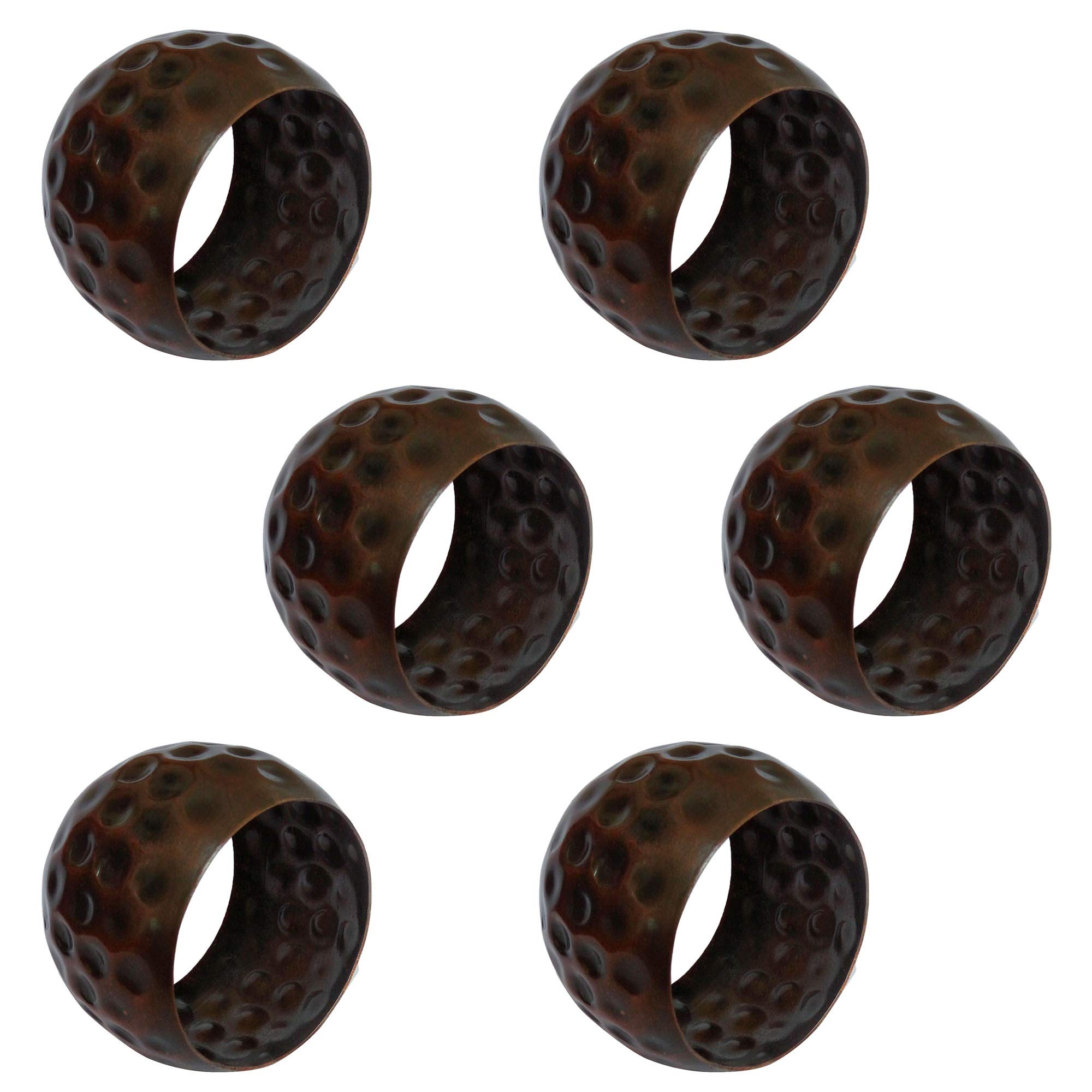 ITOS365 Handmade Round Hammered Napkin Rings Holder for Dinning Table Parties Everyday, Set of 6