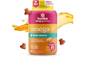 Honibe Omega 3 Gummies for Kids and Adults | Made in Canada | Supports Brain Health | Trusted Source of Omega-3 EPA & DHA Vit