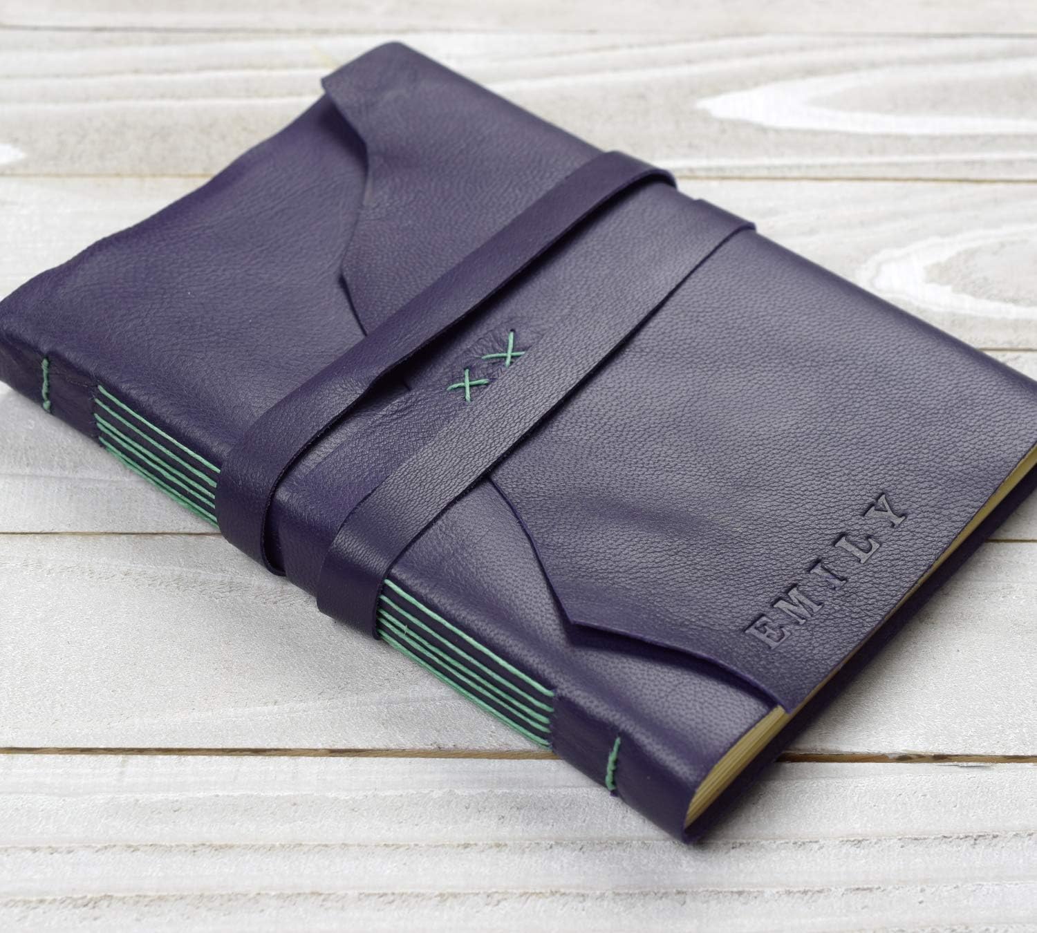Personalized Purple Leather Journal Customized with Your Initials