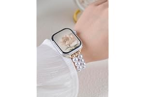 Double-Row Pearl Elastic Watch Band Compatible with Apple Watch Band 38mm 40mm 41mm 42mm 44mm 45mm 46mm 49mm,Diamond Women Wr