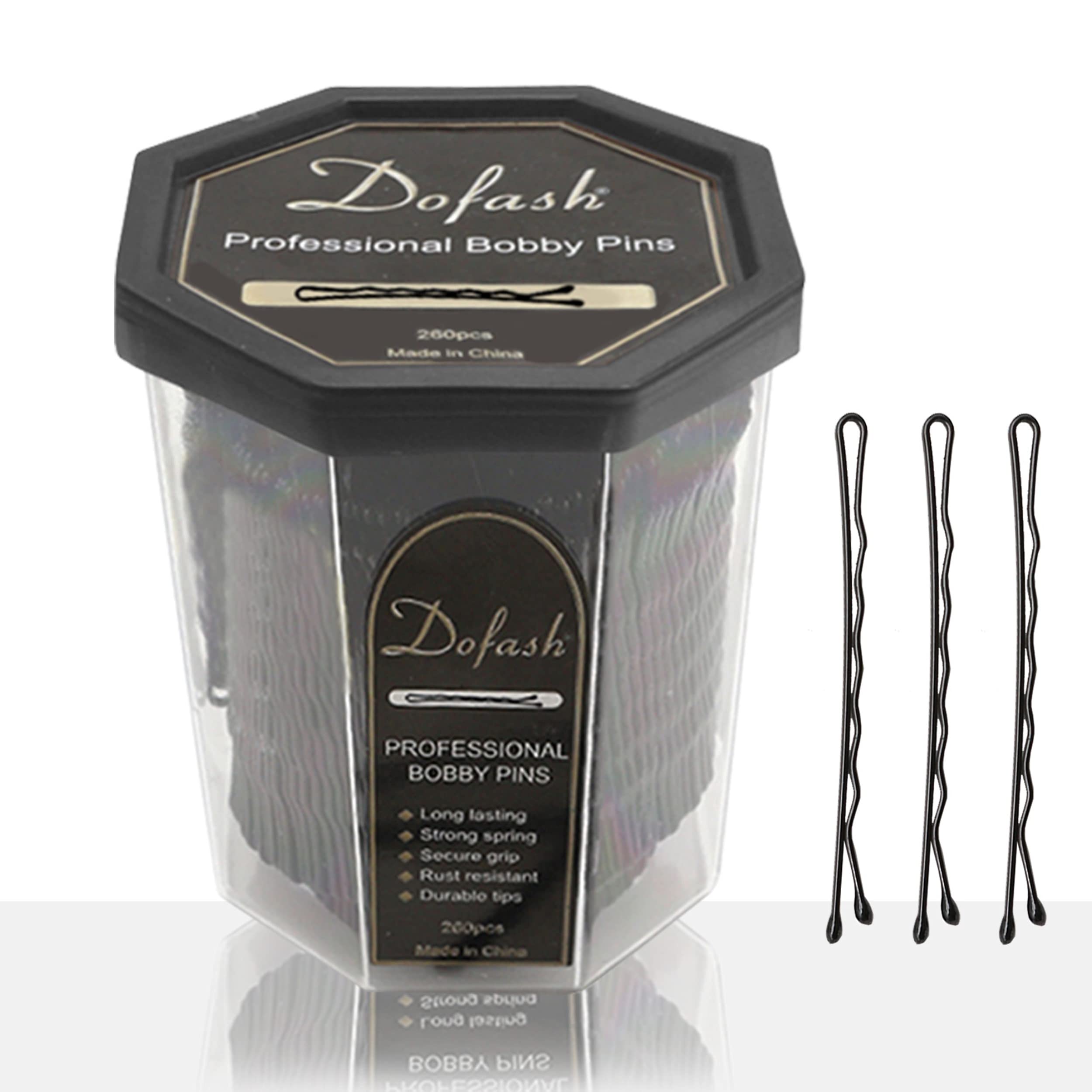 Dofash 260Pcs 5CM/2IN Professional Bobby Pins Bulk Hair Slides Hairpins Large Package in Octogan Container for Women's Hair Styling (Black)