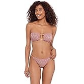 Steve Madden Womens Cutout Bandeau Bikini Top with Gold Beads