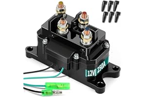 MOVELAND 12V 250A Winch Solenoid Relay Contactor with 6 Protecting Caps for ATV UTV 2000-5000 lbs Winch - Replacement 63070 62135 74900 2875714 70715– Weatherproof & Easy Install