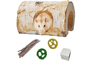 MUYG Natural Wooden Hamster Tunnels,Birch Wood Hamster Tube Guinea Pig Hollow Tree Hole Chew Toy Hideout Climbing Pet Cage Accessories for Hamsters Chinchillas Gerbils Dwarf Mice Rats
