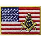 American Flag Masonic Patch Embroidered USA Square Compass Applique Iron On Sew On Emblem