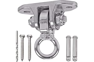 Dakzhou Stainless Steel 304 Heavy Duty Hanger 180°360° Swing 1200 LB Mounting Auger Installation Guide Playground Porch Swing Sandbag Yoga Hammock Stand Wooden Indoor-Outdoor