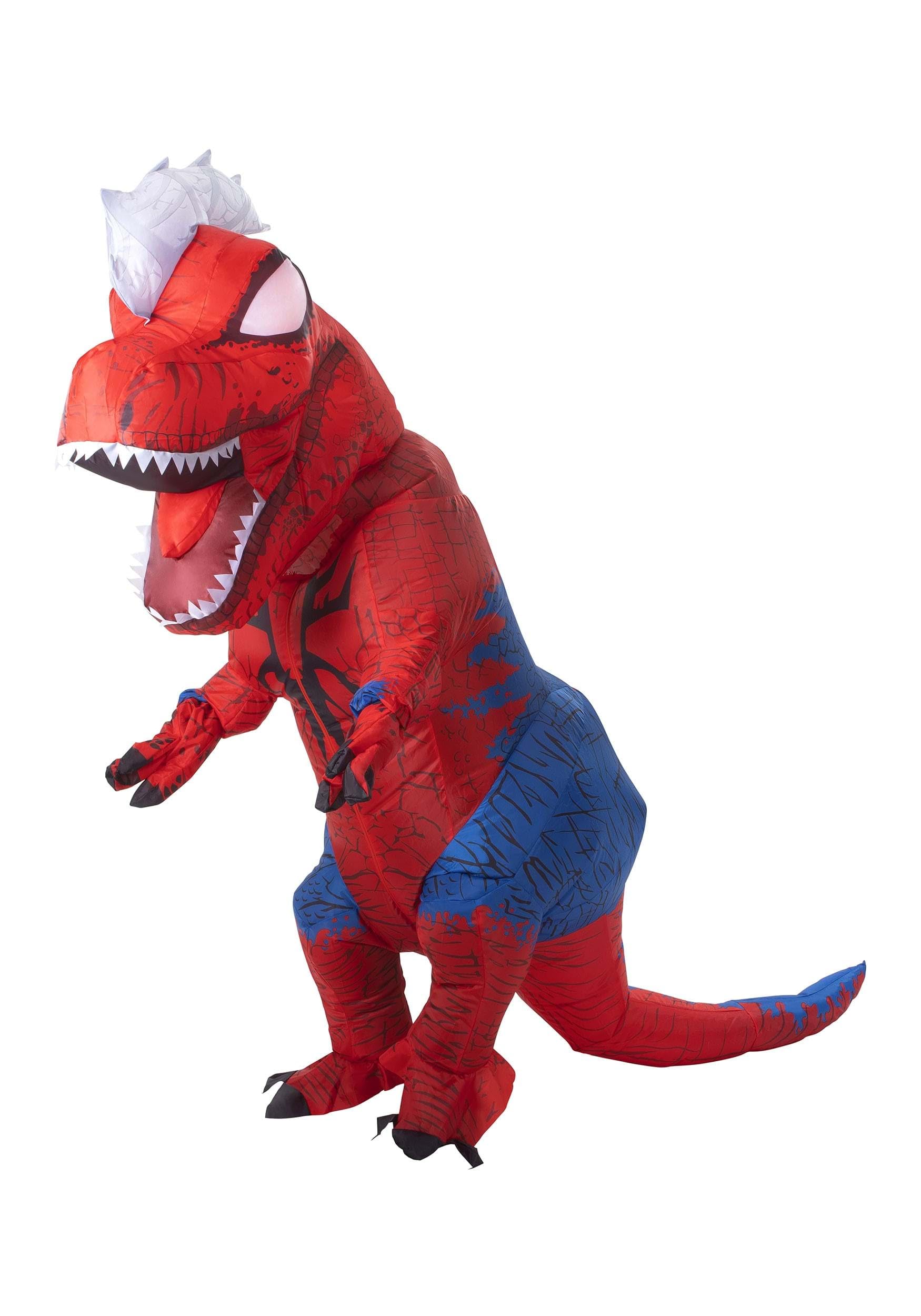 Photo 1 of MARVEL Spider-Rex Official Adult Inflatable Halloween Costume - Inflatable Jumpsuit with Built-In Fan, Gloves, Battery Box