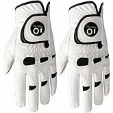 FINGER TEN Men’s Golf Gloves Left Hand Right with Ball Marker 2 Pack, Weathersof Grip Soft Comfortable, Fit Size Small Medium ML Large XL