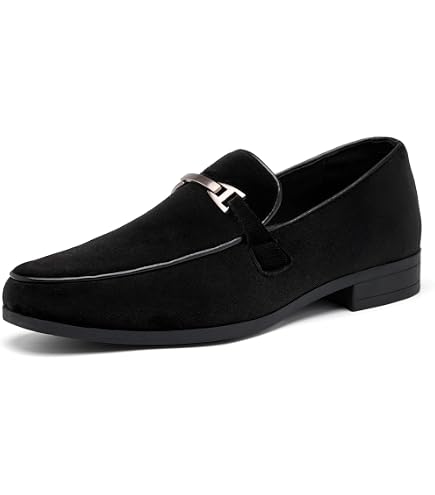 Enzo Romeo Men\'s Black Rubber Sole Vintage Loafers Slip On Classic Tuxedo Shoes Enzo Romeo Men main image 3