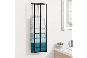 Susswiff Towel Racks for Bathroom 31 Inch - Wall Mounted, Solid 2 Metal Shelves and 3 Vertical Bars, Can Holds 6 Large Rolled Bath Towels - for Modern Decor Bathroom Towel Storage (Matte Black)