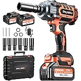 Deyisha 1500N.m (1100Ft-lbs) Cordless Impact Wrench 1/2" Brushless High Torque Impact Wrench with 2x 4.0Ah Batteries, 6 Sockets for Car, RV, Truck Wheel Lug Nuts