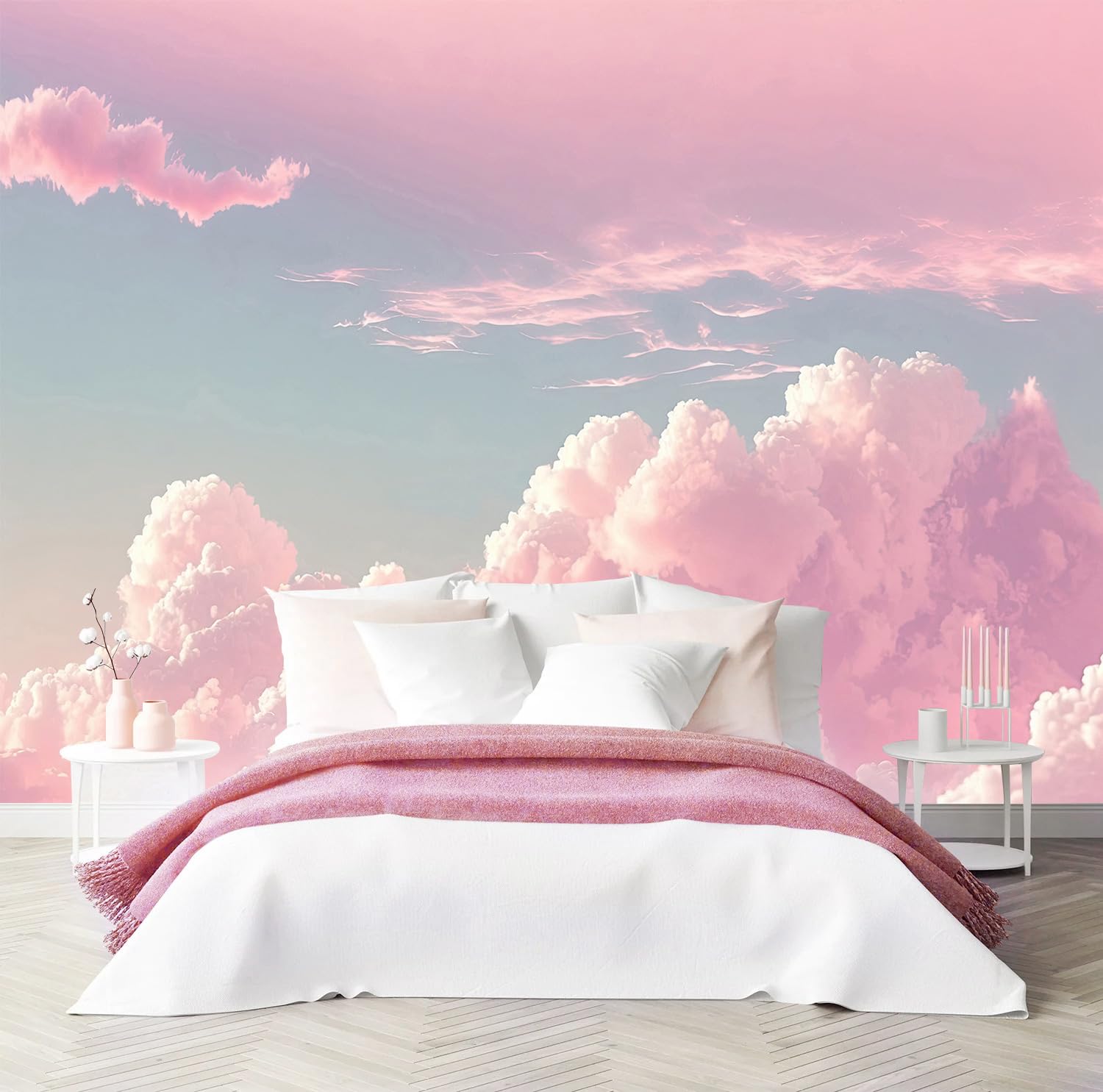 Condition photo showing New/Like New for yqwdmx - children 3d pink cloud wallpaper for kid's room (not peel and stick)