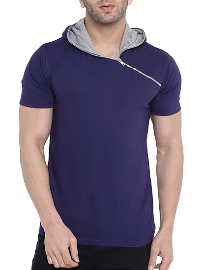 hooded t shirt with zip