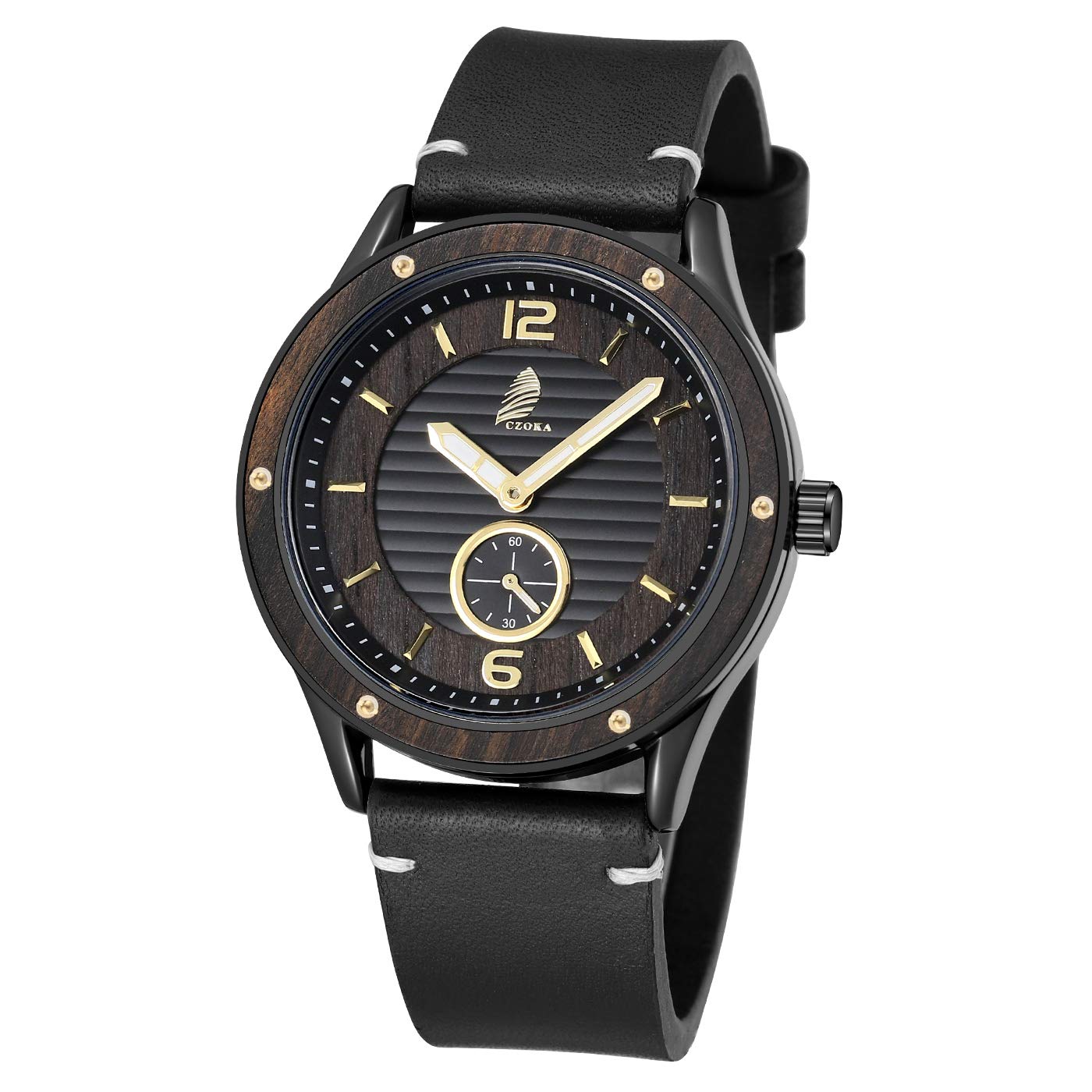 CZOKA Mens Quartz Watch, Leather Band Waterproof Wrist Watch Casual Business Dress Watch for Men