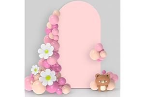 EUHAMS 6.6FT Wedding Arch Cover - Pink Spandex Fitted Arch Backdrop Cover-2-Sided Round Top Chiara Backdrop Stand Covers for Wedding Birthday Party Baby Shower Ceremony Banquet Arch Decoration