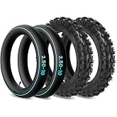 2.5-10" Off-Road Tire and Inner Tube Set, Dirt Bike Tire with 10-Inch Rim and 2.5/2.75-10 Dirt Bike Inner Tube Heavy Duty Compatiblewith Honda CRF50/XR50, Suzuki DRZ70/JR50, PW50(2 Set) 