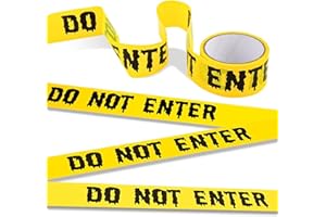 QCWN Halloween Decorations,Halloween Caution Tape Roll 4.8CM*25M,Scary Party Halloween Decorations Indoor Outdoor,Yellow Do Not Enter Tape.Hazard Warning Barricade Safety Tape For Party,Door Danger Areas
