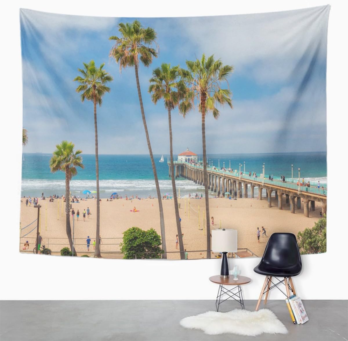 Amazon Com Emvency Tapestry Blue Malibu Manhattan Beach And Pier