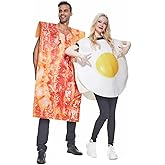 ReneeCho Breakfast Costume Fried Egg and Bacon Halloween Couple Food Costume Adult Funny Dating Outfit Yummy Outfit
